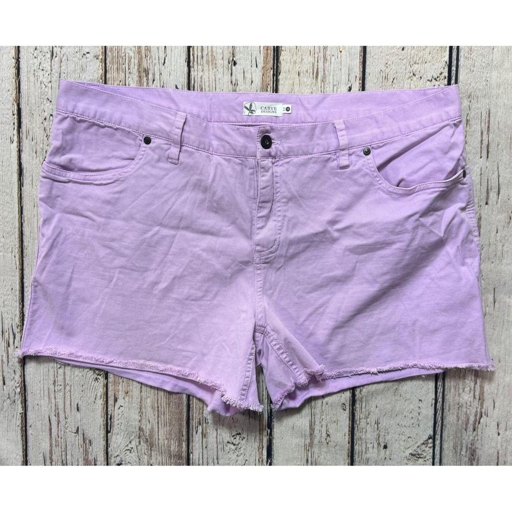 Carve Designs Womens Casual Shorts Purple Raw Hem Size 16 4" Inseam